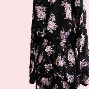 LoveShackFancy Black and Purple Floral Dress